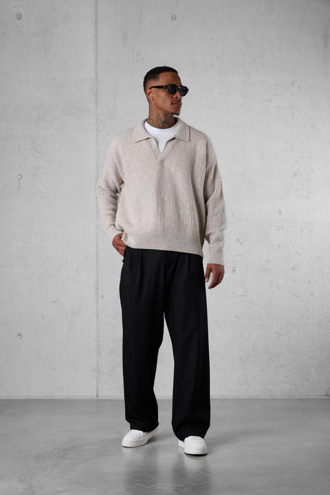 BLACK WIDE TAILORED PANTS