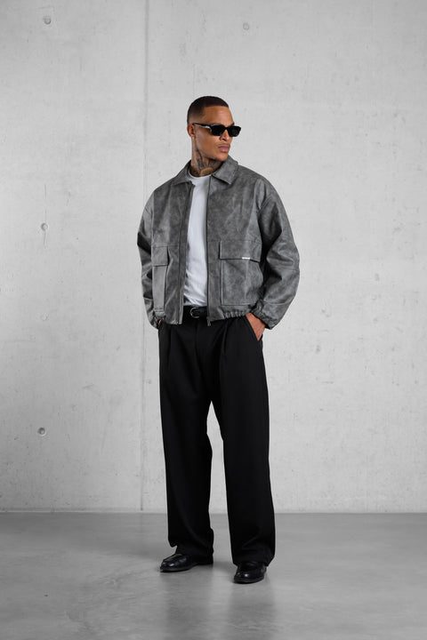 BLACK WIDE TAILORED PANTS