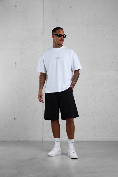 BLACK WIDE TAILORED SHORTS