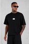 BLACK WOVEN LABEL OVERSIZED TEE