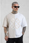 WHITE/OAT MONOGRAM OVERSIZED TEE