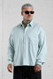 LIGHTGREEN STRIPED OVERSIZED SHIRT