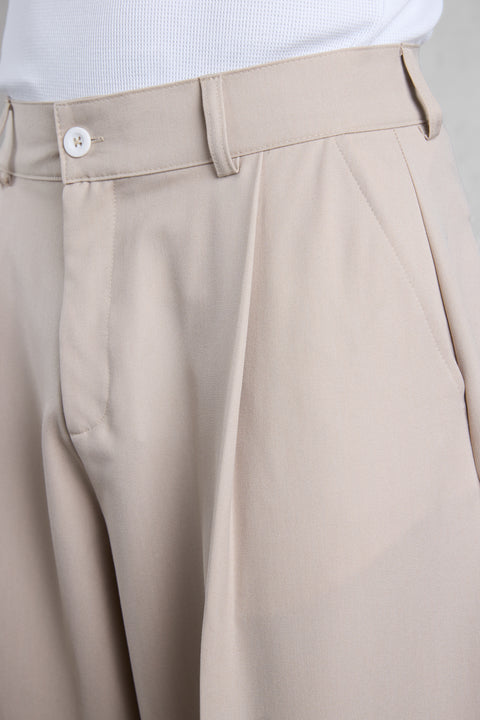 BEIGE BARREL PANTS