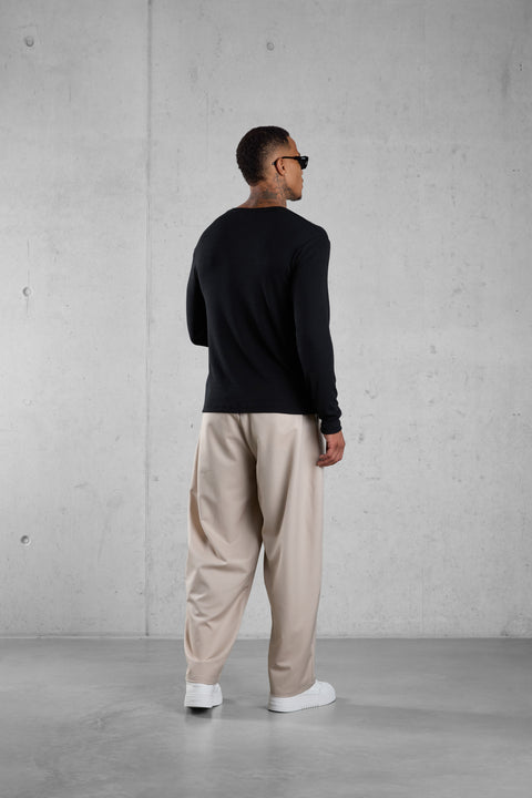 BEIGE BARREL PANTS