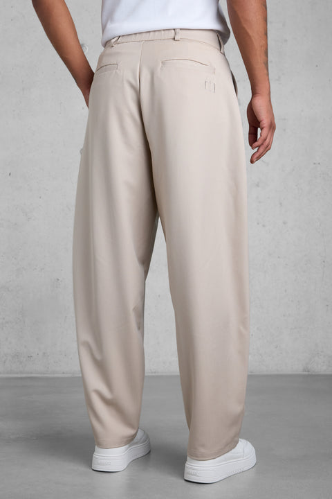 BEIGE BARREL PANTS
