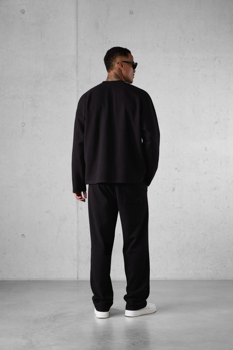 BLACK COMFY LOOSE SWEATPANTS