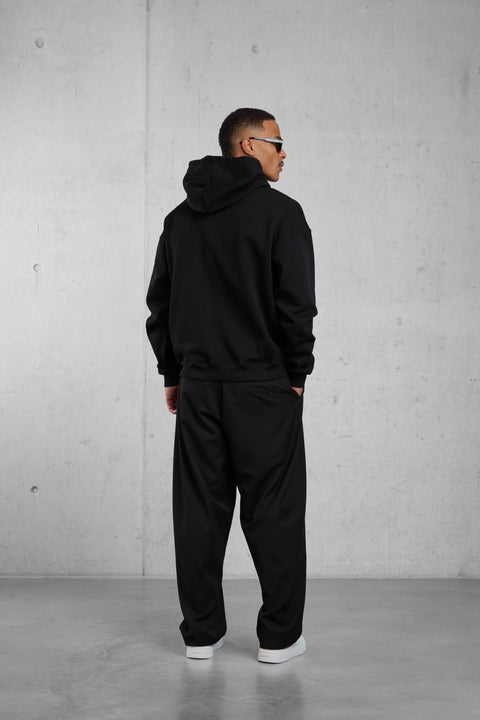 BLACK MONOGRAM RHINESTONE OVERSIZED HOODIE