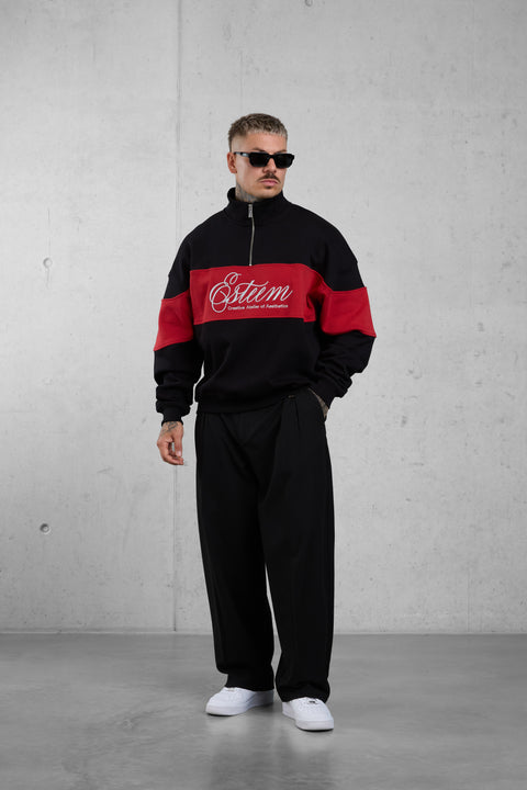 BLACK SIGNATURE AESTHETICS OVERSIZED HALFZIP SWEATER 2.0