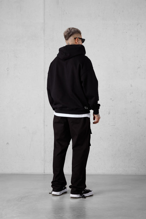 BLACK SP APPLIQUÉ OVERSIZED HOODIE