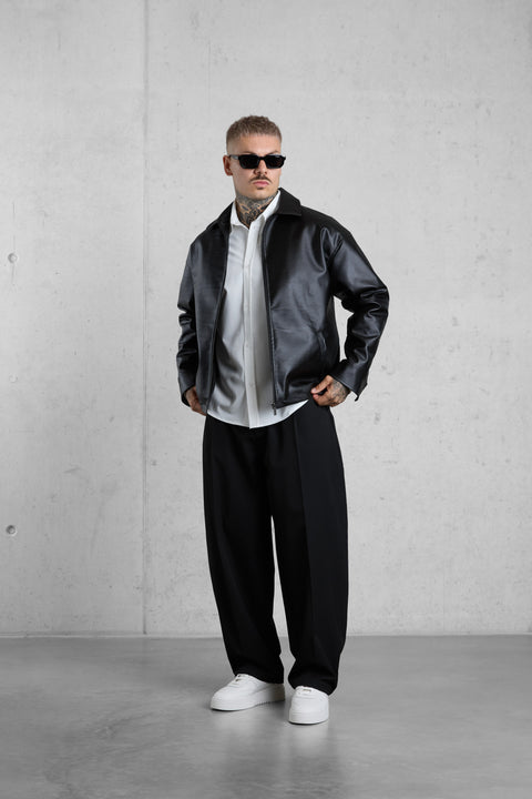 BLACK VEGAN LEATHER JACKET