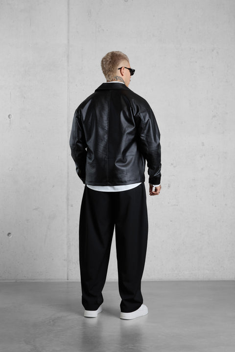 BLACK VEGAN LEATHER JACKET