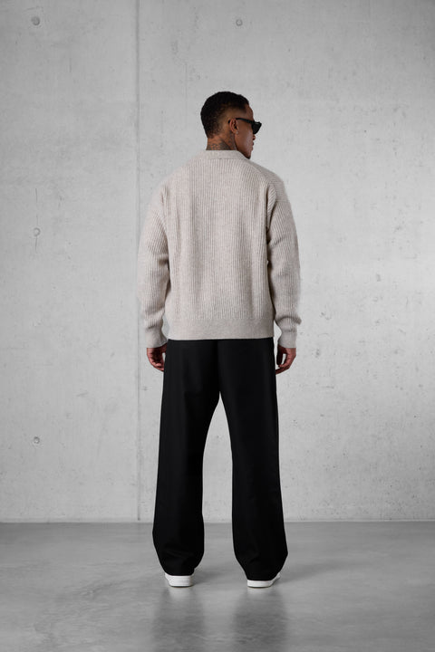 BLACK WIDE TAILORED PANTS