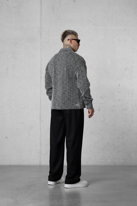 BLACK STRIPED JACQUARD OVERSIZED SHIRT