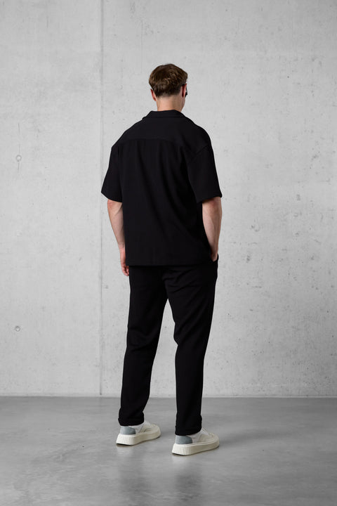 BLACK RUFFLES SHIRT