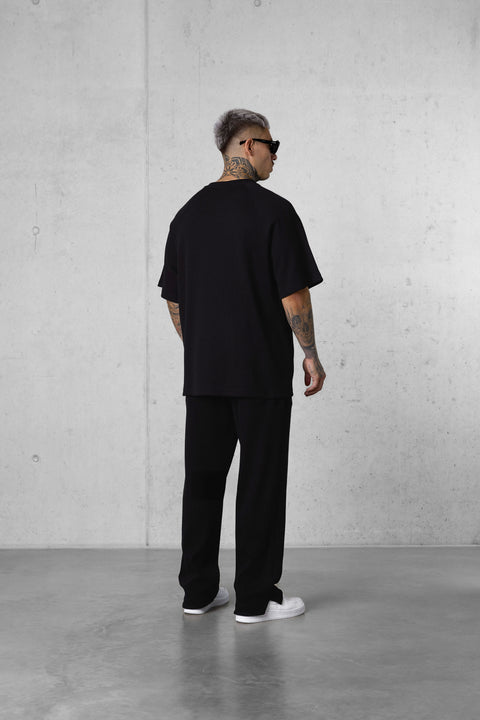 BLACK WAFFLE PANTS