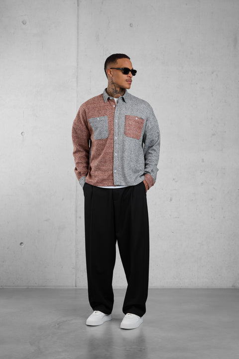 GREY/RUST PANEL OVERSIZED SHIRT
