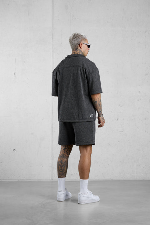 BLACK TEXTURED SHORTS