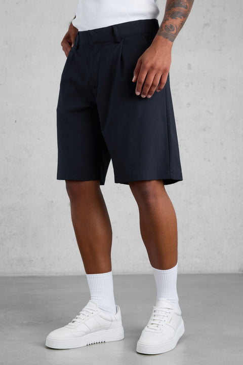 NAVY WIDE TAILORED SHORTS